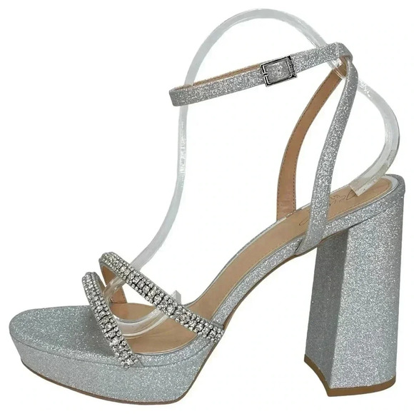 Jewel Badgley Mischka Rochel Silver Glitter Rhinestone Womens Pumps Size 11M - Picture 2 of 12